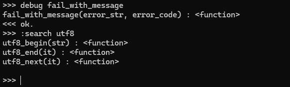 Function parameters are visible now and a search can be performed in the interactive shell of TeaScript.